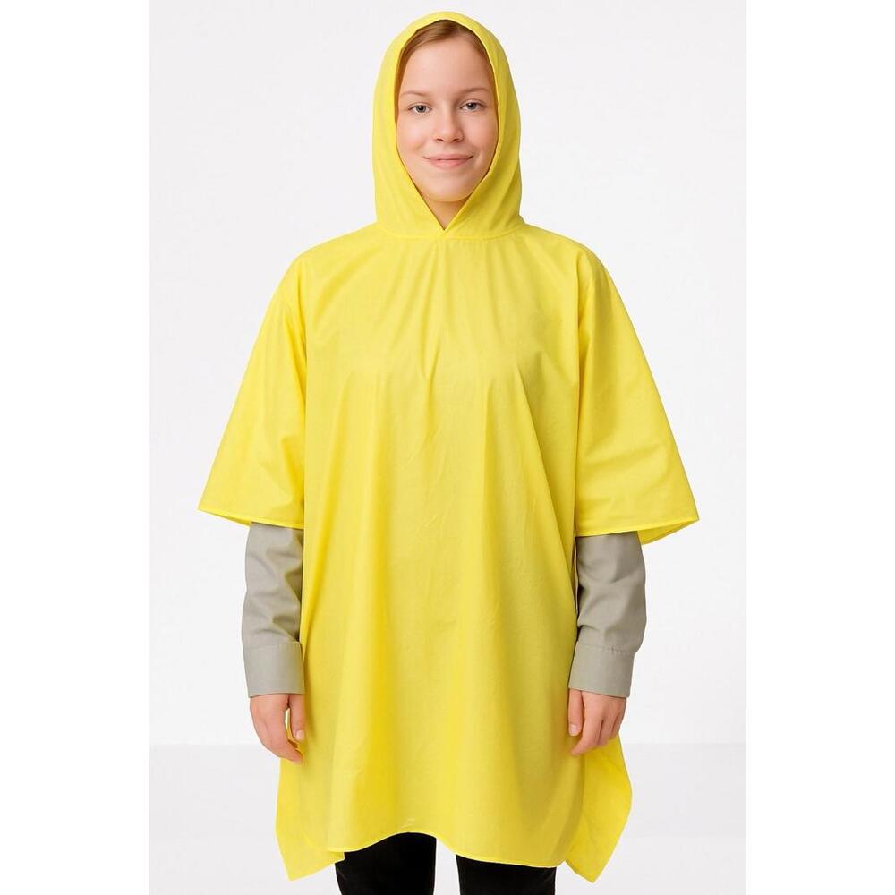 Rain Poncho With Hood size 52” X 80” 1EJY3 PVC Nylon Yellow NEW SEALED
